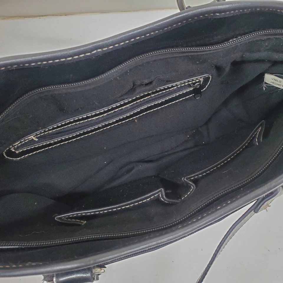 Rosetti Y2K Cartera Bolso de Mano Cuero Negro Bolso de Hombro Cremallera Bolsillos Exteriores Foto 4 de 4