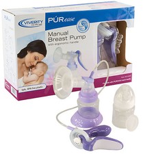 NEW PURease Manual Breast Pump Breastpump,Assist  Manual Handles,2 Bottles,Tote