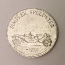 Simplex Speedster 1912 Sunoco Antique Car Aluminium Token 26mm