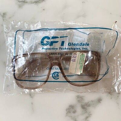 GLENDALE Optical Z87 Safety Glasses Gray Plastic Vintage 5.5 Inches New LM 58377