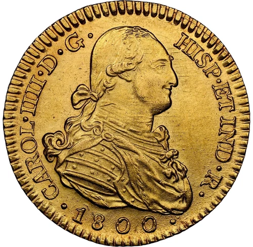 Spain - 1800M MF - Carlos IV 2 Escudo - NGC MS62 - STUNNING BEAUTY-ONLY 3 BETTER
