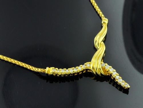 Collana Diamante Naturale Oro Giallo 18k Lariat 0,45 ct Predi proprietà Closed - Foto 3 di 9
