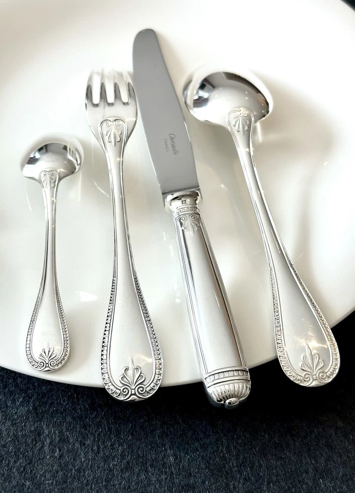 CHRISTOFLE MALMAISON SILVERPLATED FLATWARE SET 49 PCS FOR 12 PEOPLE “EXCELLENT” - Image 2 of 4