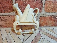 Watering Can Wall Hook Cast Iron Leash Key Towel Coat Hanger Rustic Antique Look