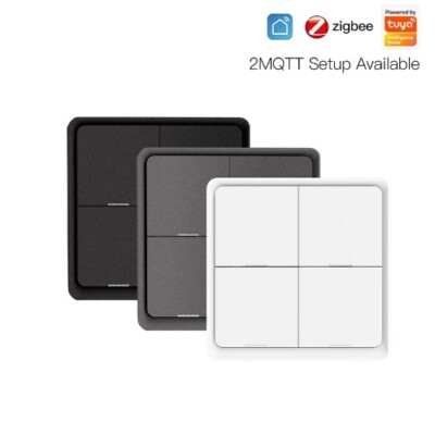 Wireless Switch Zigbee 12 Scene Wall Light Switch 4 Gang Push Button Controller