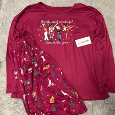Joyspun Nutcracker Two Piece Pajama Set Women Size Medium Purple Pajamas Pockets