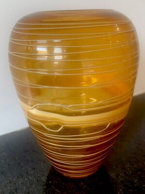 Vintage Fulvio Bianconi Venini Murano Style Threaded Art Glass
