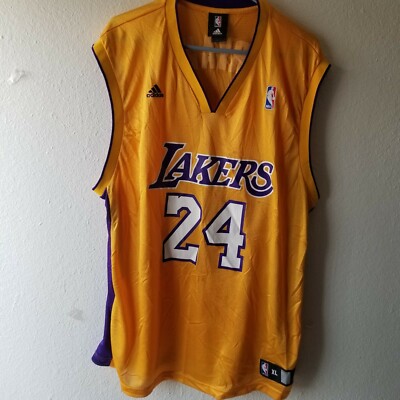 ADIDAS VINTAGE LOS ANGELES LAKERS KOBE BRYANT 24 NBA JERSEY XL MENS Gold  Purple