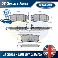 Adatto per Hyundai Santa Fe 2006-2009 H-1 1997-2007 Set pastiglie freno stallex posteriore