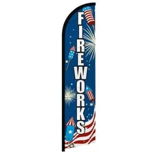 Fireworks USA Windless Full Sleeve Feather Advertising 4th of July Banner Flag
