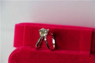 Forever 1 Cubic Zirconia 1.90 CT Solitaire Wedding Ring Set 925 Sterling Silver