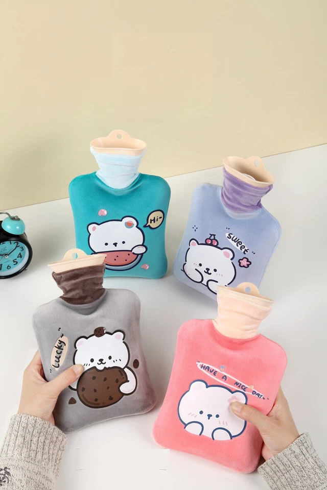 Bolsa de goma de agua caliente calentador de frío 1 pieza bolsa de terapia con cubierta lavable Foto 3 de 4