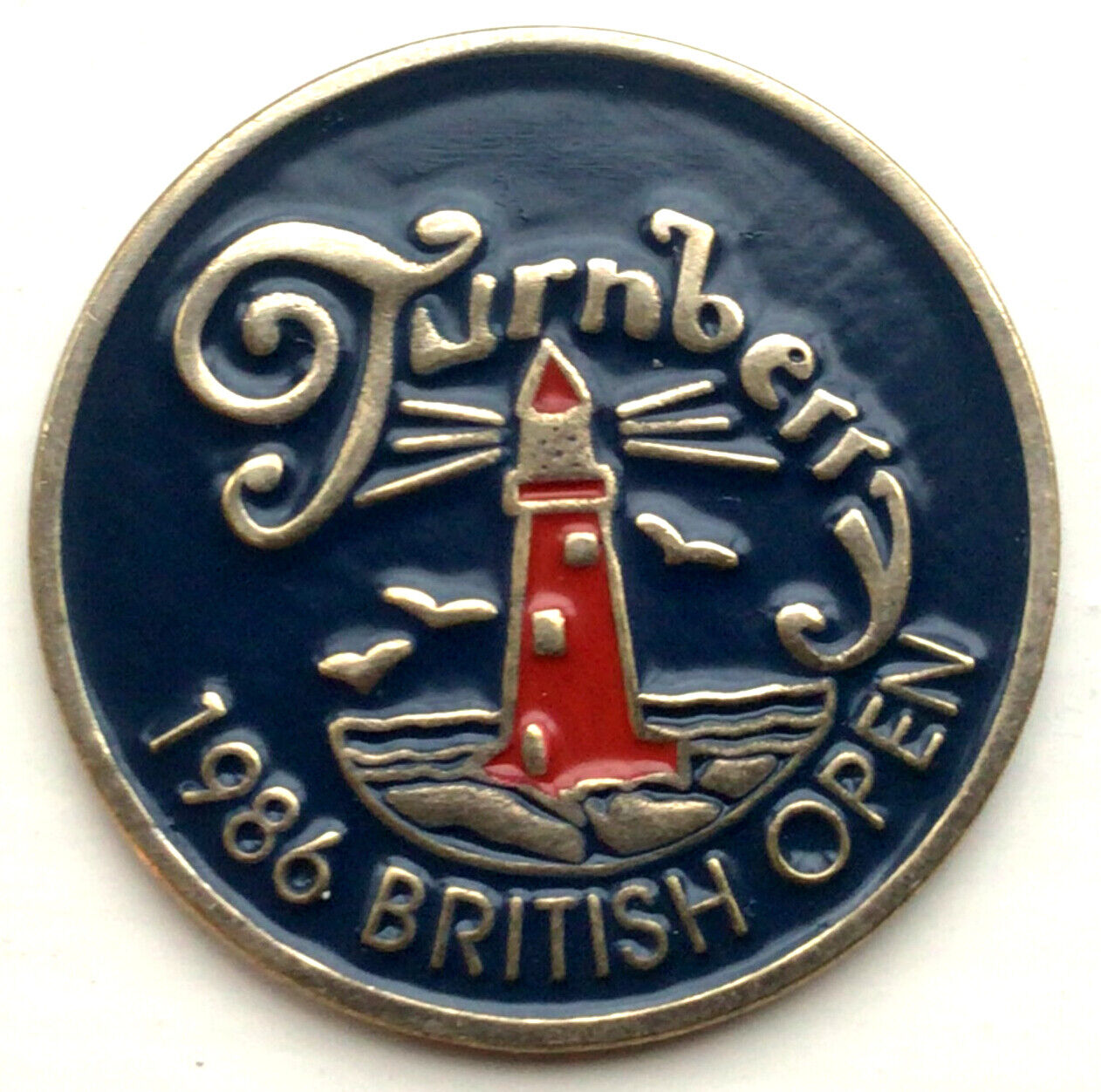 1986 OPEN 1" HAND PAINTED COIN BALL MARKER TURNBERRY - 35th BIRTHDAY GIFT