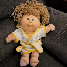 Vtg 1991 Cabbage Patch Kids Crimp N Curl Doll Blonde Hair Blue Eyes Two Dimple