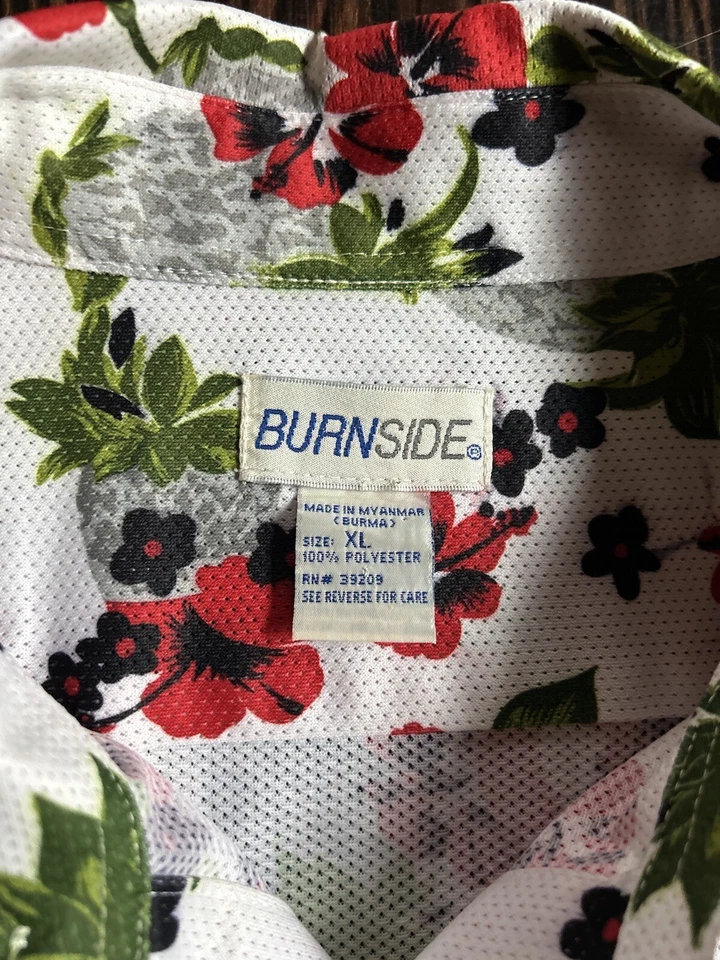 Camisa Hawaiana Colorida Vintage Burnside Talla XL Patrón Floral Abotonada Foto 3 de 4