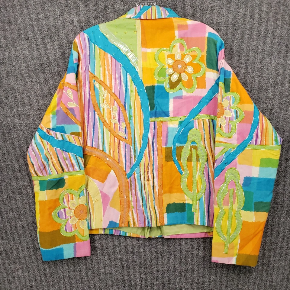 Sandy Starkman Jacket Womens XL Multicolor Art To Wear Long Sleeve Collared Boho - Изображение 2 из 4