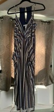 BCBGeneration - Savannah Striped Faux - Wrap Midi Dress - XXS - Pockets!