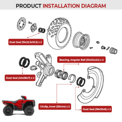 SWINGARM BEARING SEAL BOLT REBUILD KIT HONDA FOREMAN 450 - Foto 13