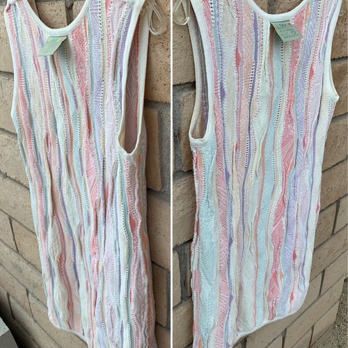 Vintage Coogi Sleeveless Sweater Dress Mini Multicolor Pastel Size L - Picture 16 of 24
