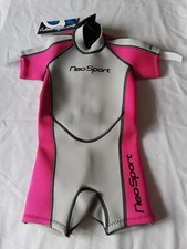 Neosport Wetsuit Shorty 2mm, Child Size 4, Pink/Gray New With Tags