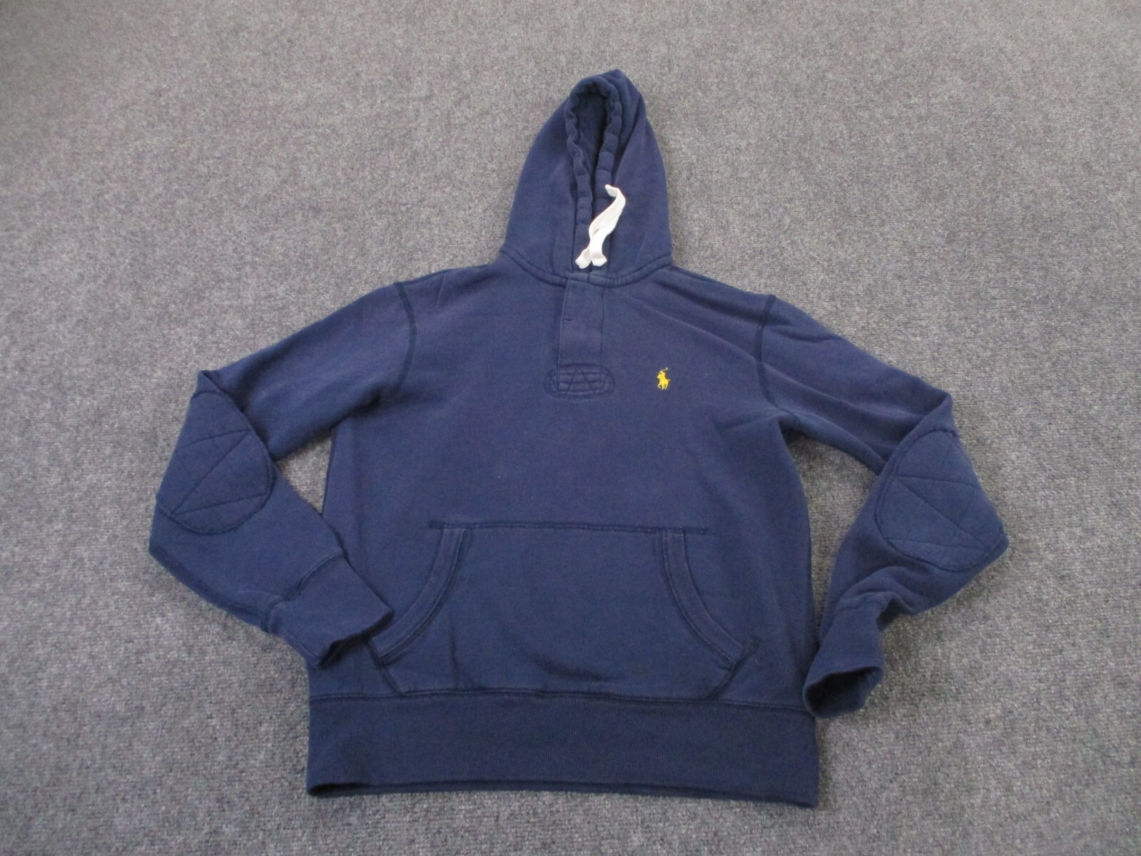 Polo Ralph Lauren Felpa con Cappuccio Uomo S Blu Henley Pullover Pony Gomito Patch