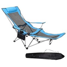 Image of Folding Recliner Chair Beach Chair Camping Chair Adjustable Detachable Footrest