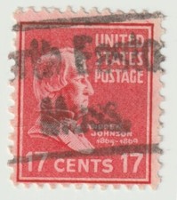 1938-1939 USA - Andrew Johnson - 17 Cent Stamp - Precancel 