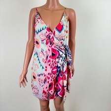 NWOT Anthropologie Farm Rio Boboikat Abstract Spaghetti Strap Wrap Mini Dress XS