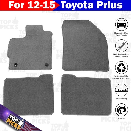 Fits 12-15 Toyota Prius Front & Rear Floor Mats Carpet GREY Nylon Set ...