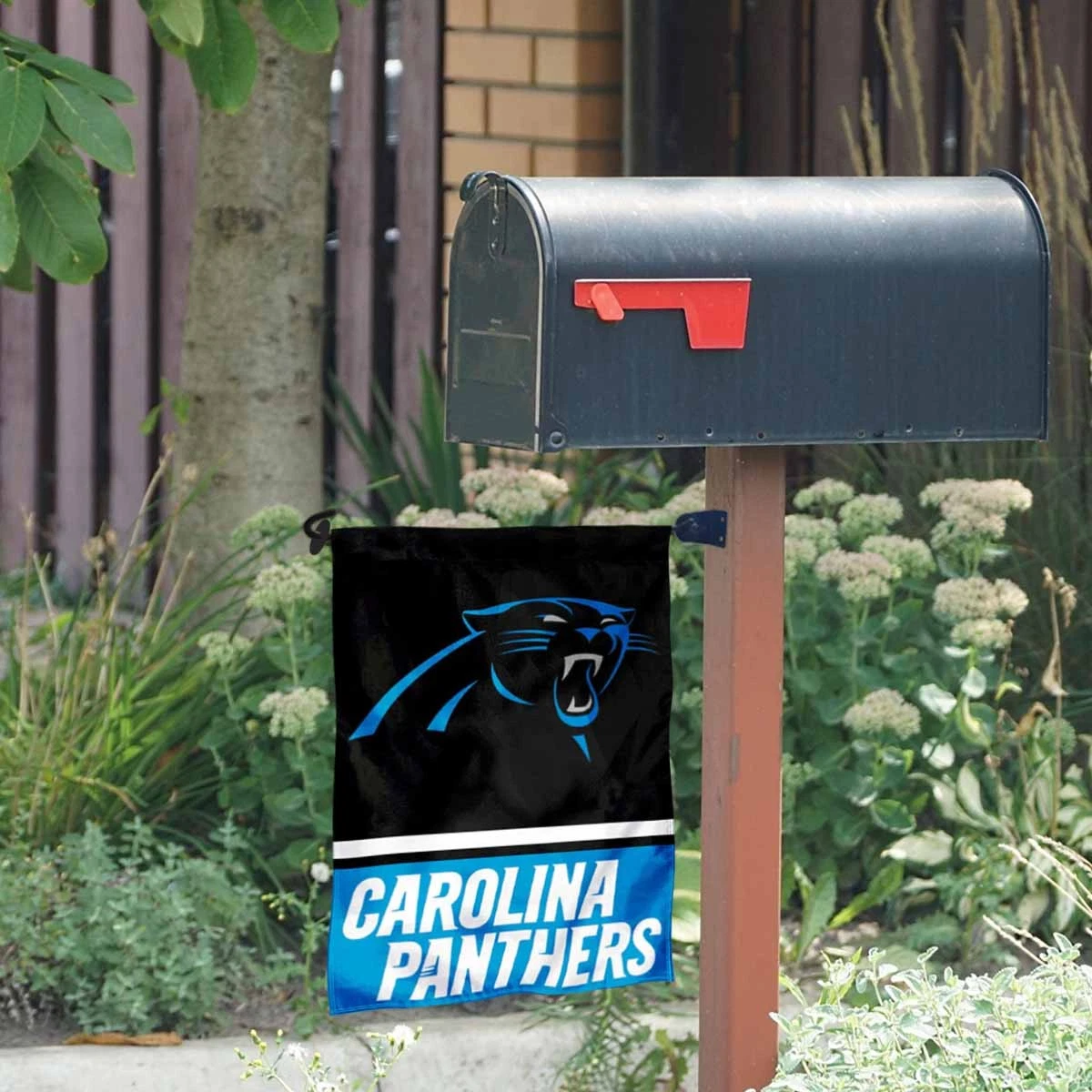 Carolina Panthers Garden Flag and Mailbox Post Pole Mount