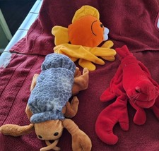 Lot of 3 Vintage Plush Creations Glove Hand Puppet Lobster, Fish