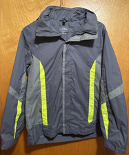 LL Bean Boys Spring Coat Lightweight Rain Jacket Gray Yellow Size M 10 12