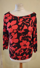 MARKS  SPENCER Size 8 ORANGE  BLACK Floral KNIT JUMPER