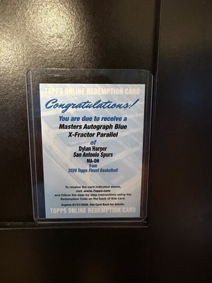 25-26 Topps Finest Masters Autograph Dylan Harper Blue X-Fractor /99 Redemption