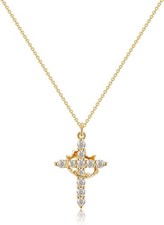 Tewiky Cross Necklace for Women  Dainty 14K Gold/Silver Plated Simple Tiny