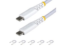 StarTech.com 5-Pack 3ft 91cm White USB-C Charging Cable, 60W 3A PD, Dual-Lay