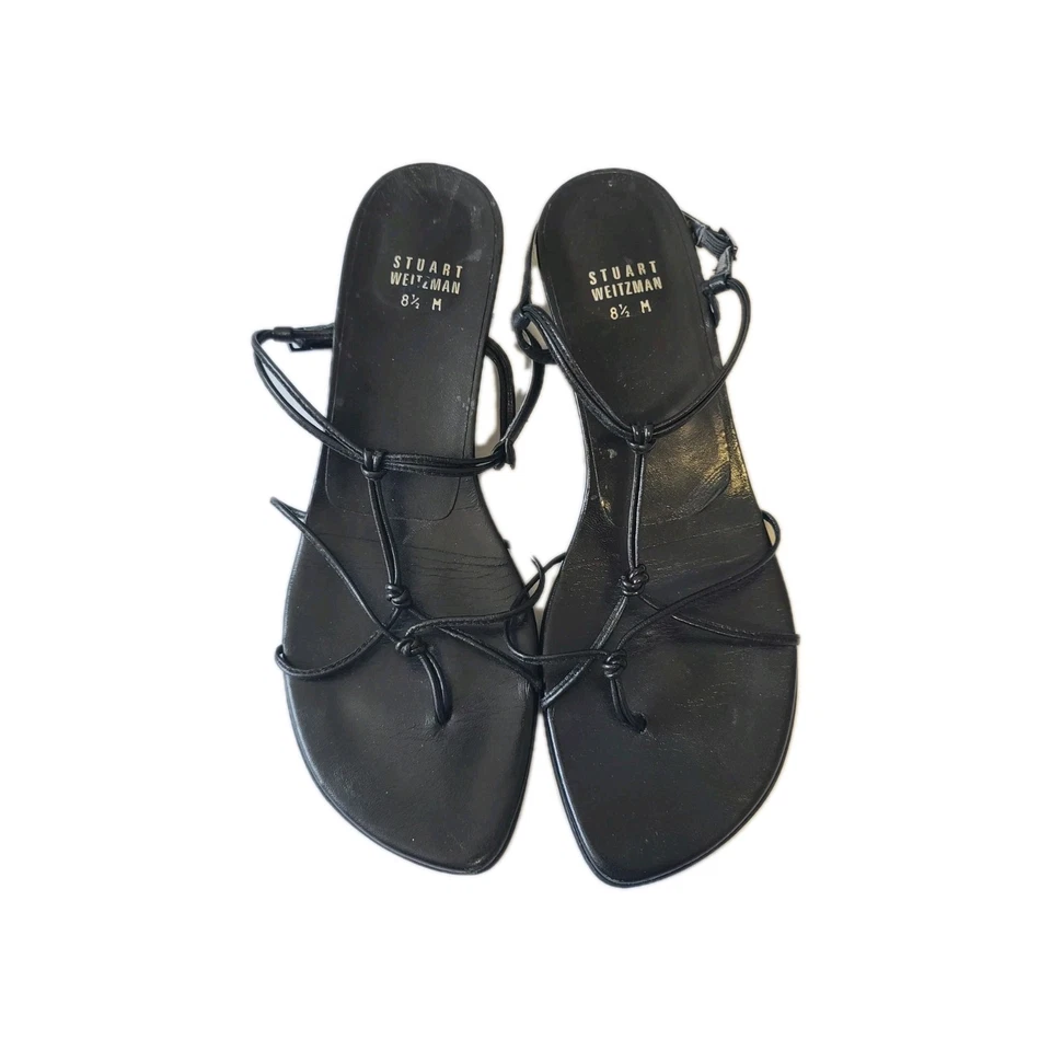 Sandalias Stewart Weitzman de cuero gladiador anudadas negras talla 8 1/2M con tiras Foto 2 de 4
