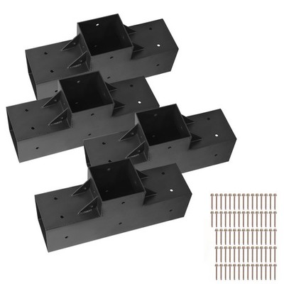 4x4 Inch Pergola Bracket Kit Inner 3.5x3.5 3-Way Woodworks DIY Post 4 pcs