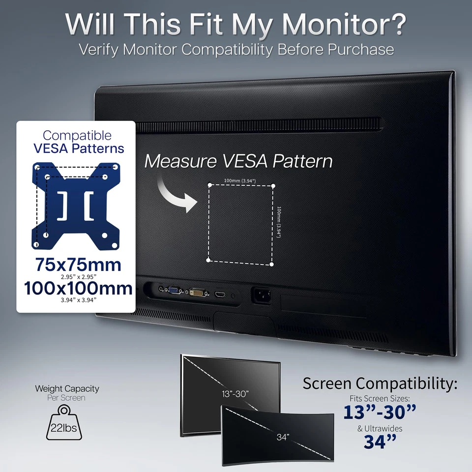 VIVO Dual Monitor Desk Stand Free-standing LCD mount, Holds in Vertical - Image 4 of 4