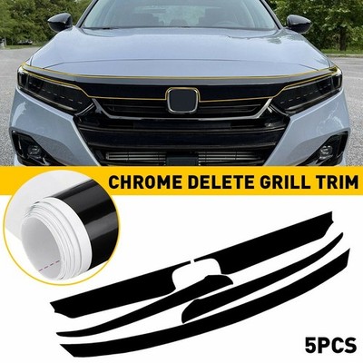 Chrome Blackout Delete Overlay 2021-22 for Honda Accord Front Upper Grill Trim
