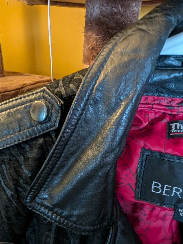 Vintage Used Burmans Leather Fringe Womens Insulated Jacket Small  - Image 4 of 4