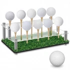 Golf Ball Display Case Acrylic Stand Box With Turf & Black Base Metal