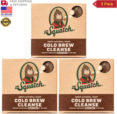 Dr. Squatch Cold Brew Cleanse Coffee Soap Bar | 5 Ounces [ Pack of 3]