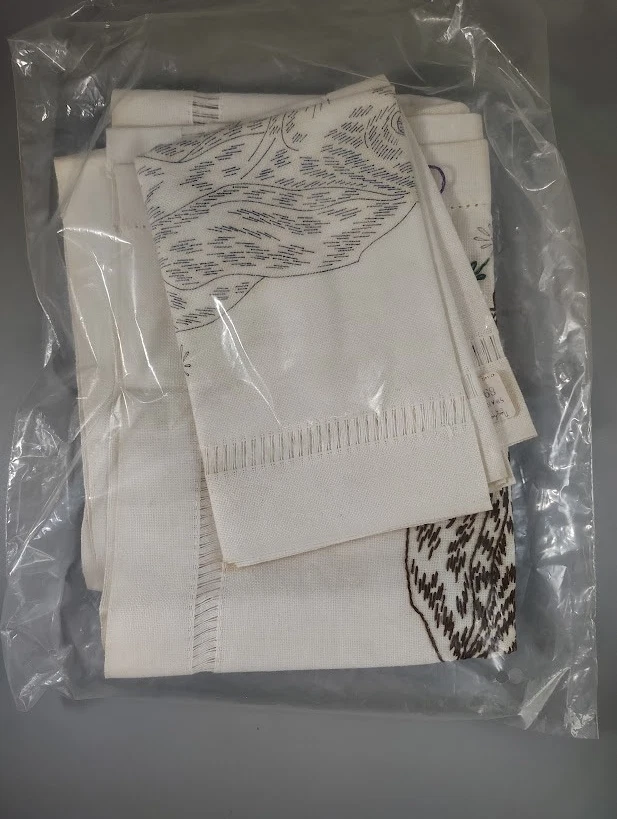 VTG Stamped Crewel Embroidery Table Runners Dogs 42" x 16" STARTED - Set of 2 - Image 2 of 4