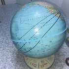 Vintage 7.5” World Globe  NASA Space Orbits  J Chein 1960 Tin Litho Flags