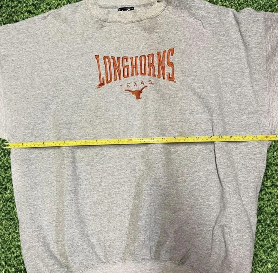 Fútbol Longhorns Vintage Universidad de Texas Gris Cuello Redondo Talla Grande Foto 2 de 4