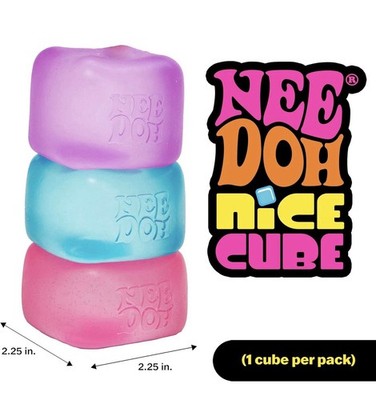 Nee Doh Squeeze Ball 2.25'' Square Blue Pink Purple Super Solid Squish