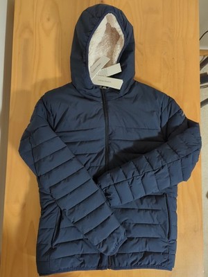 Calvin Klein Women s Quilted Down Jacket Sherpa Lined Blue Small S Water Proof
