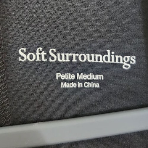 Soft Surroundings Lagia Maxikleid schwarz Medium vorne Twist Raffung Ponte Strick - Bild 9 von 10