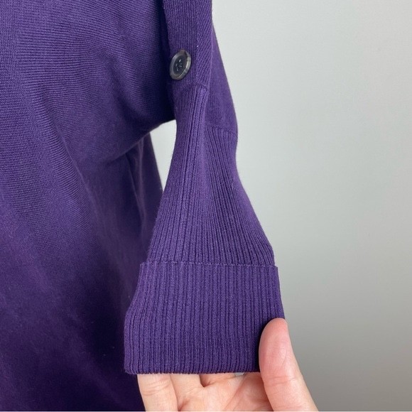 Cable & Gauge Solid Purple Button Accent Knit Swe… - image 5